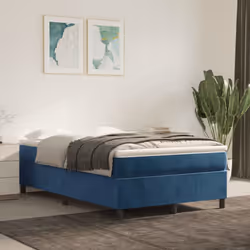 vidaXL Giroletto a Molle con Materasso Blu Scuro 120x190 cm in Velluto - Vista aggiuntiva 3
