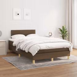 vidaXL Giroletto a Molle con Materasso Marrone Scuro 120x190cm Tessuto - Vista aggiuntiva 3