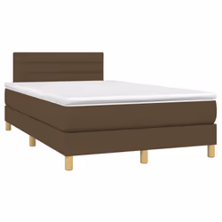 vidaXL Giroletto a Molle con Materasso Marrone Scuro 120x190cm Tessuto - Vista aggiuntiva 2
