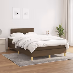 vidaXL Giroletto a Molle con Materasso Marrone Scuro 120x190cm Tessuto - Vista aggiuntiva 3