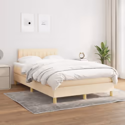 vidaXL Giroletto a Molle con Materasso Crema 120x190 cm in Tessuto - Vista aggiuntiva 3
