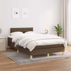 vidaXL Giroletto a Molle con Materasso Marrone Scuro 120x190cm Tessuto - Vista aggiuntiva 3