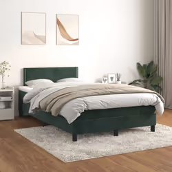 vidaXL Giroletto a Molle con Materasso Verde Scuro 120x190 cm Velluto - Vista aggiuntiva 3