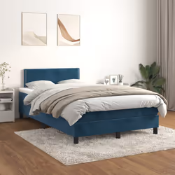 vidaXL Giroletto a Molle con Materasso Blu Scuro 120x190 cm in Velluto - Vista aggiuntiva 3