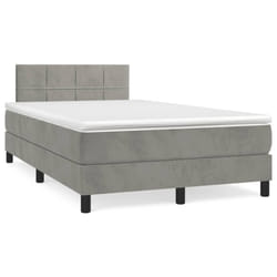 vidaXL Giroletto a Molle con Materasso Grigio Chiaro 120x190cm Velluto