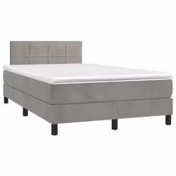 vidaXL Giroletto a Molle con Materasso Grigio Chiaro 120x190cm Velluto - Vista aggiuntiva 2