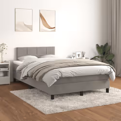 vidaXL Giroletto a Molle con Materasso Grigio Chiaro 120x190cm Velluto - Vista aggiuntiva 3