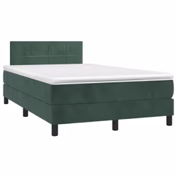 vidaXL Giroletto a Molle con Materasso Verde Scuro 120x190 cm Velluto - Vista aggiuntiva 2