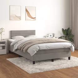 vidaXL Giroletto a Molle con Materasso Grigio Chiaro 120x190cm Velluto - Vista aggiuntiva 3