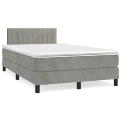 vidaXL Giroletto a Molle con Materasso Grigio Chiaro 120x190cm Velluto