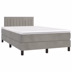 vidaXL Giroletto a Molle con Materasso Grigio Chiaro 120x190cm Velluto - Vista aggiuntiva 2