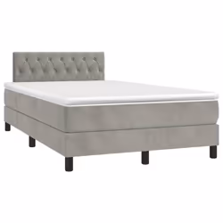 vidaXL Giroletto a Molle con Materasso Grigio Chiaro 120x190cm Velluto - Vista aggiuntiva 2