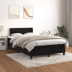 vidaXL Giroletto a Molle con Materasso Nero 120x190 cm in Velluto - Vista aggiuntiva 3