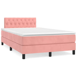 vidaXL Giroletto a Molle con Materasso Rosa 120x190 cm in Velluto