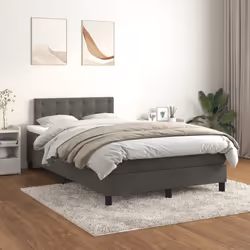 vidaXL Giroletto a Molle con Materasso Grigio Scuro 120x190 cm Velluto - Vista aggiuntiva 3
