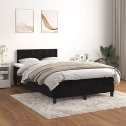 vidaXL Giroletto a Molle con Materasso Nero 120x190 cm in Velluto - Vista aggiuntiva 3