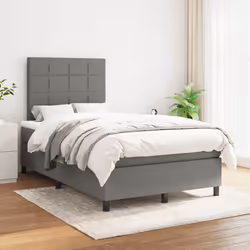 vidaXL Giroletto a Molle con Materasso Grigio Scuro 120x190cm Tessuto - Vista aggiuntiva 3