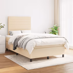vidaXL Giroletto a Molle con Materasso Crema 120x190 cm in Tessuto - Vista aggiuntiva 3