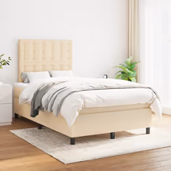 vidaXL Giroletto a Molle con Materasso Crema 120x190 cm in Tessuto - Vista aggiuntiva 3