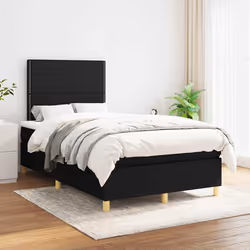 vidaXL Giroletto a Molle con Materasso Nero 120x190 cm in Tessuto - Vista aggiuntiva 3