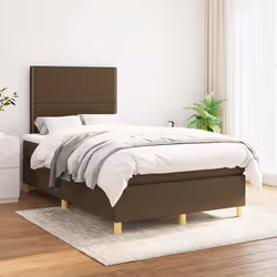 vidaXL Giroletto a Molle con Materasso Marrone Scuro 120x190cm Tessuto - Vista aggiuntiva 3
