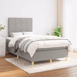 vidaXL Giroletto a Molle con Materasso Grigio Chiaro 120x190cm Tessuto - Vista aggiuntiva 3