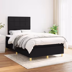 vidaXL Giroletto a Molle con Materasso Nero 120x190 cm in Tessuto - Vista aggiuntiva 3