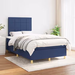 vidaXL Giroletto a Molle con Materasso Blu 120x190 cm in Tessuto - Vista aggiuntiva 3