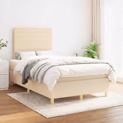 vidaXL Giroletto a Molle con Materasso Crema 120x190 cm in Tessuto - Vista aggiuntiva 3