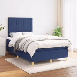 vidaXL Giroletto a Molle con Materasso Blu 120x190 cm in Tessuto - Vista aggiuntiva 3
