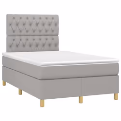 vidaXL Giroletto a Molle con Materasso Grigio Chiaro 120x190cm Tessuto - Vista aggiuntiva 2