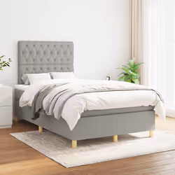 vidaXL Giroletto a Molle con Materasso Grigio Chiaro 120x190cm Tessuto - Vista aggiuntiva 3
