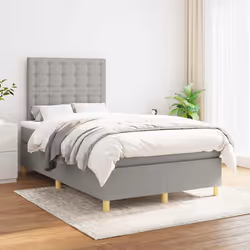 vidaXL Giroletto a Molle con Materasso Grigio Chiaro 120x190cm Tessuto - Vista aggiuntiva 3