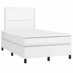 vidaXL Giroletto a Molle con Materasso Bianco 120x190 cm in Similpelle - Vista aggiuntiva 2