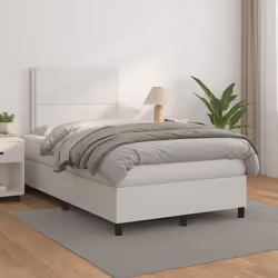 vidaXL Giroletto a Molle con Materasso Bianco 120x190 cm in Similpelle - Vista aggiuntiva 3
