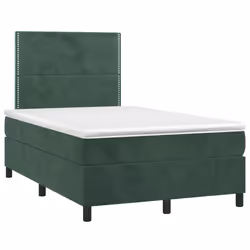 vidaXL Giroletto a Molle con Materasso Verde Scuro 120x190 cm Velluto - Vista aggiuntiva 2