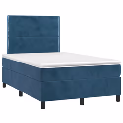 vidaXL Giroletto a Molle con Materasso Blu Scuro 120x190 cm in Velluto - Vista aggiuntiva 2