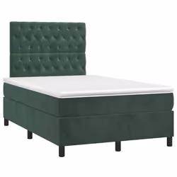 vidaXL Giroletto a Molle con Materasso Verde Scuro 120x190 cm Velluto - Vista aggiuntiva 2