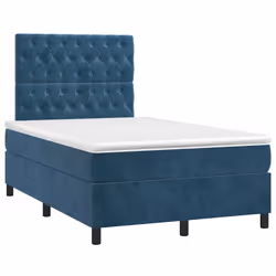 vidaXL Giroletto a Molle con Materasso Blu Scuro 120x190 cm in Velluto - Vista aggiuntiva 2