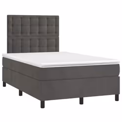 vidaXL Giroletto a Molle con Materasso Grigio Scuro 120x190 cm Velluto - Vista aggiuntiva 2