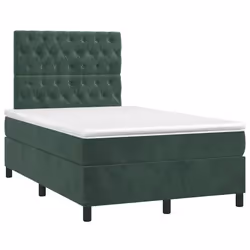 vidaXL Giroletto a Molle con Materasso Verde Scuro 120x190 cm Velluto - Vista aggiuntiva 2