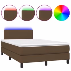 vidaXL Letto a Molle Materasso e LED MarroneScuro 120x190cm in Tessuto - Vista aggiuntiva 2