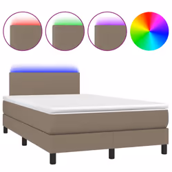 vidaXL Letto a Molle con Materasso e LED Tortora 120x190 cm in Tessuto - Vista aggiuntiva 2