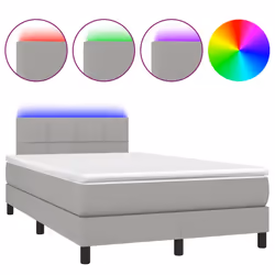 Letto a Molle Materasso e LED Grigio Chiaro 120x190 cm Tessutocod mxl 92253 - Vista aggiuntiva 2