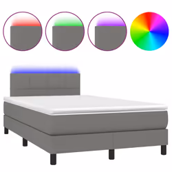 vidaXL Letto a Molle Materasso e LED Grigio Scuro 120x190cm in Tessuto - Vista aggiuntiva 2