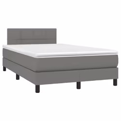 vidaXL Letto a Molle Materasso e LED Grigio Scuro 120x190cm in Tessuto - Vista aggiuntiva 3