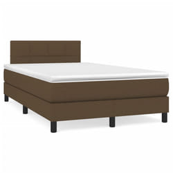 vidaXL Letto a Molle Materasso e LED MarroneScuro 120x190cm in Tessuto