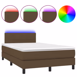 vidaXL Letto a Molle Materasso e LED MarroneScuro 120x190cm in Tessuto - Vista aggiuntiva 2