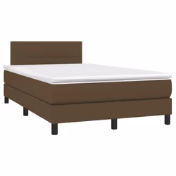 vidaXL Letto a Molle Materasso e LED MarroneScuro 120x190cm in Tessuto - Vista aggiuntiva 3