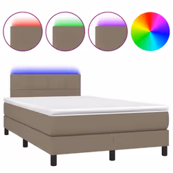vidaXL Letto a Molle con Materasso e LED Tortora 120x190 cm in Tessuto - Vista aggiuntiva 2